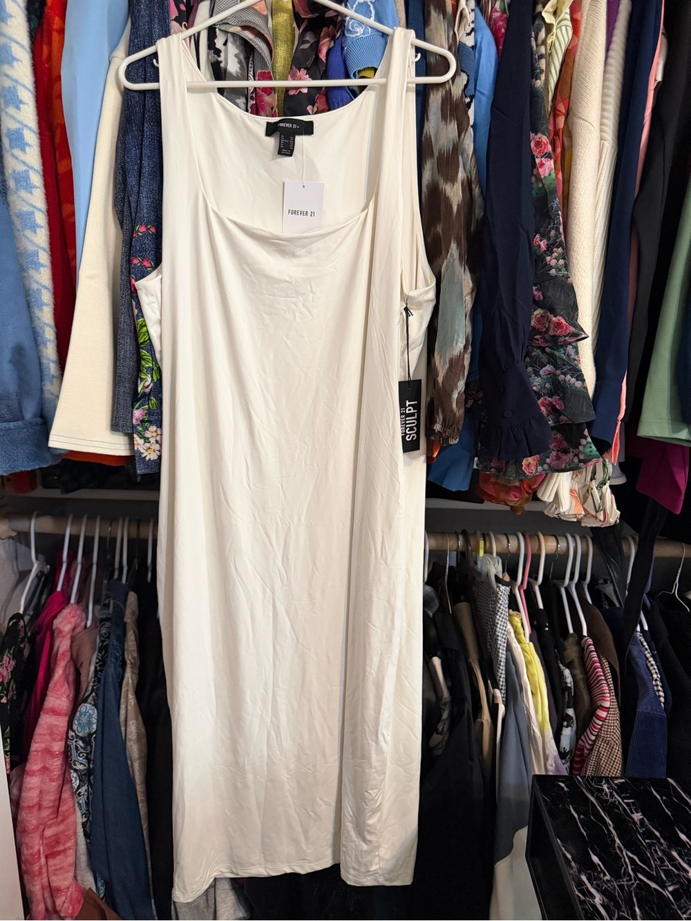 Forever 21 Cream Scoop Neck Tank Dress 3x NWT